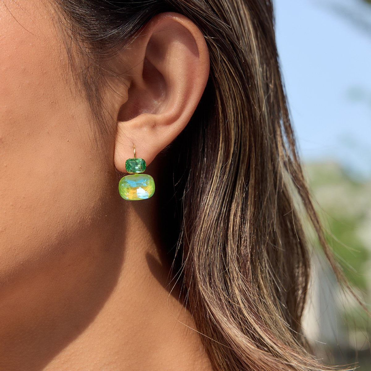 Rare Green Double Gem Earrings