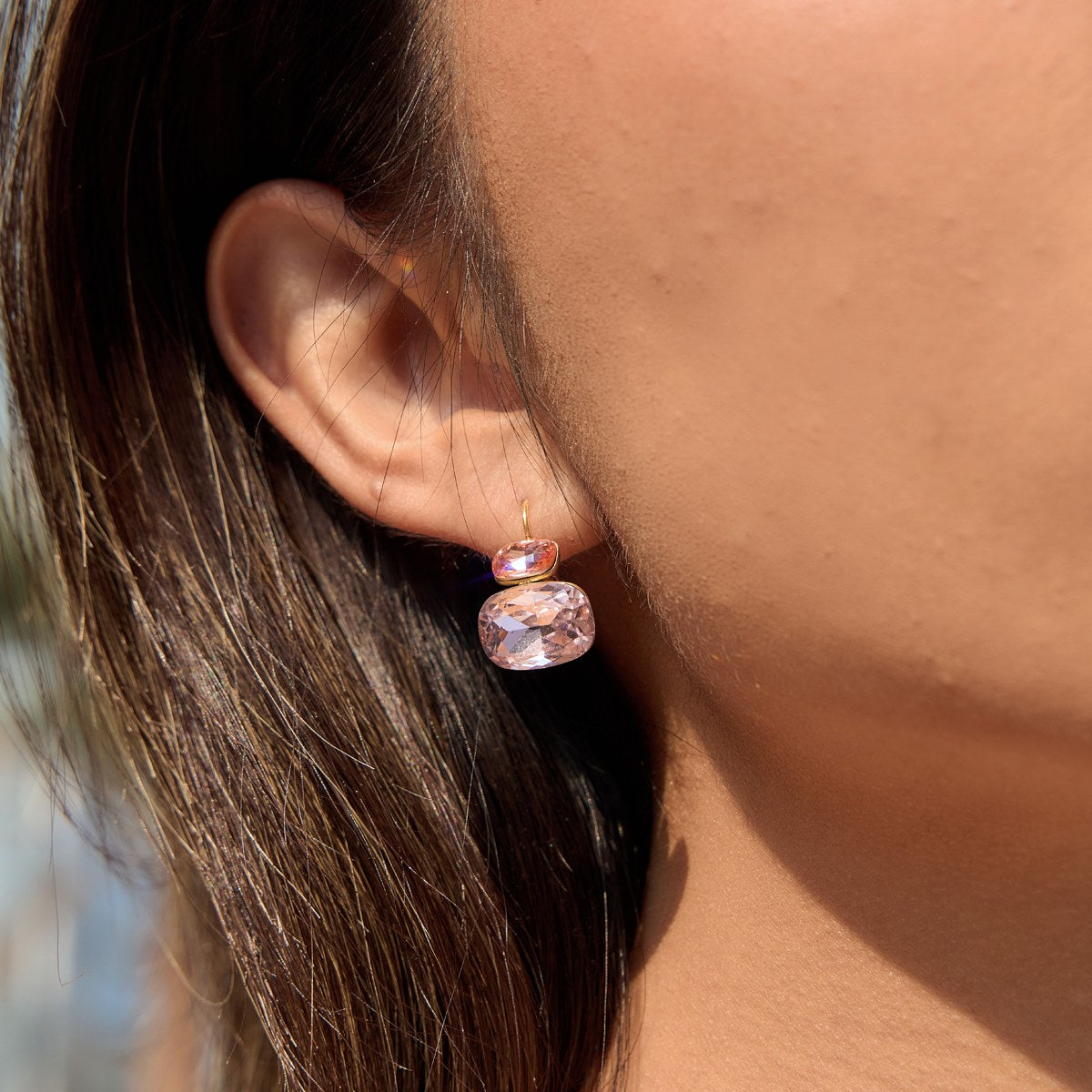 Chosen Pink Double Gem Earrings