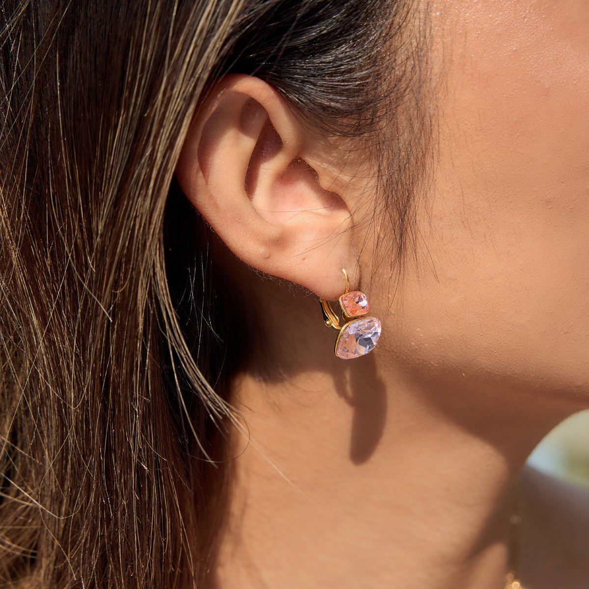 Chosen Pink Double Gem Earrings