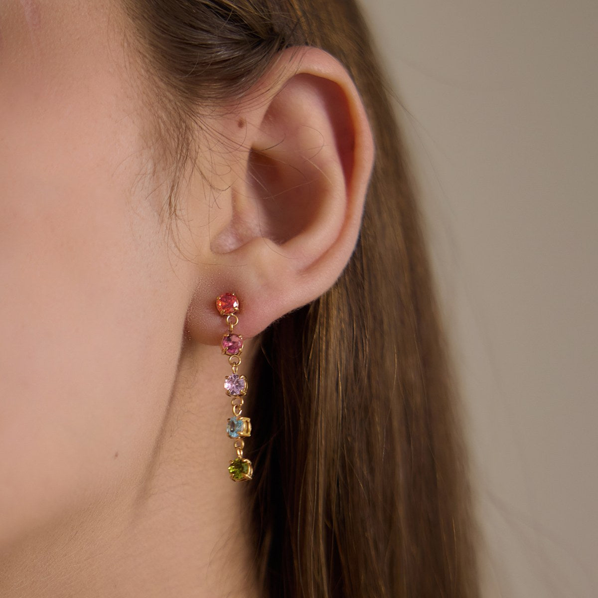Aura Rainbow Line Drop Earrings