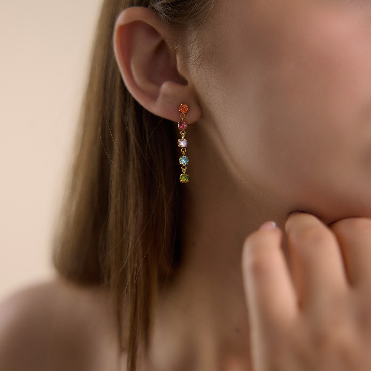 Aura Rainbow Line Drop Earrings