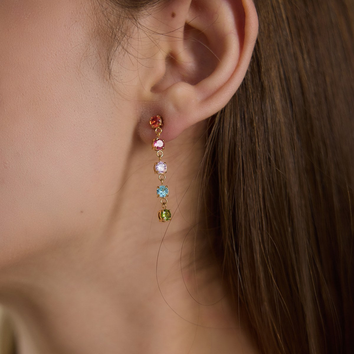 Aura Rainbow Line Drop Earrings