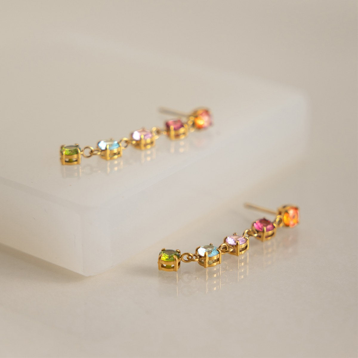 Aura Rainbow Line Drop Earrings