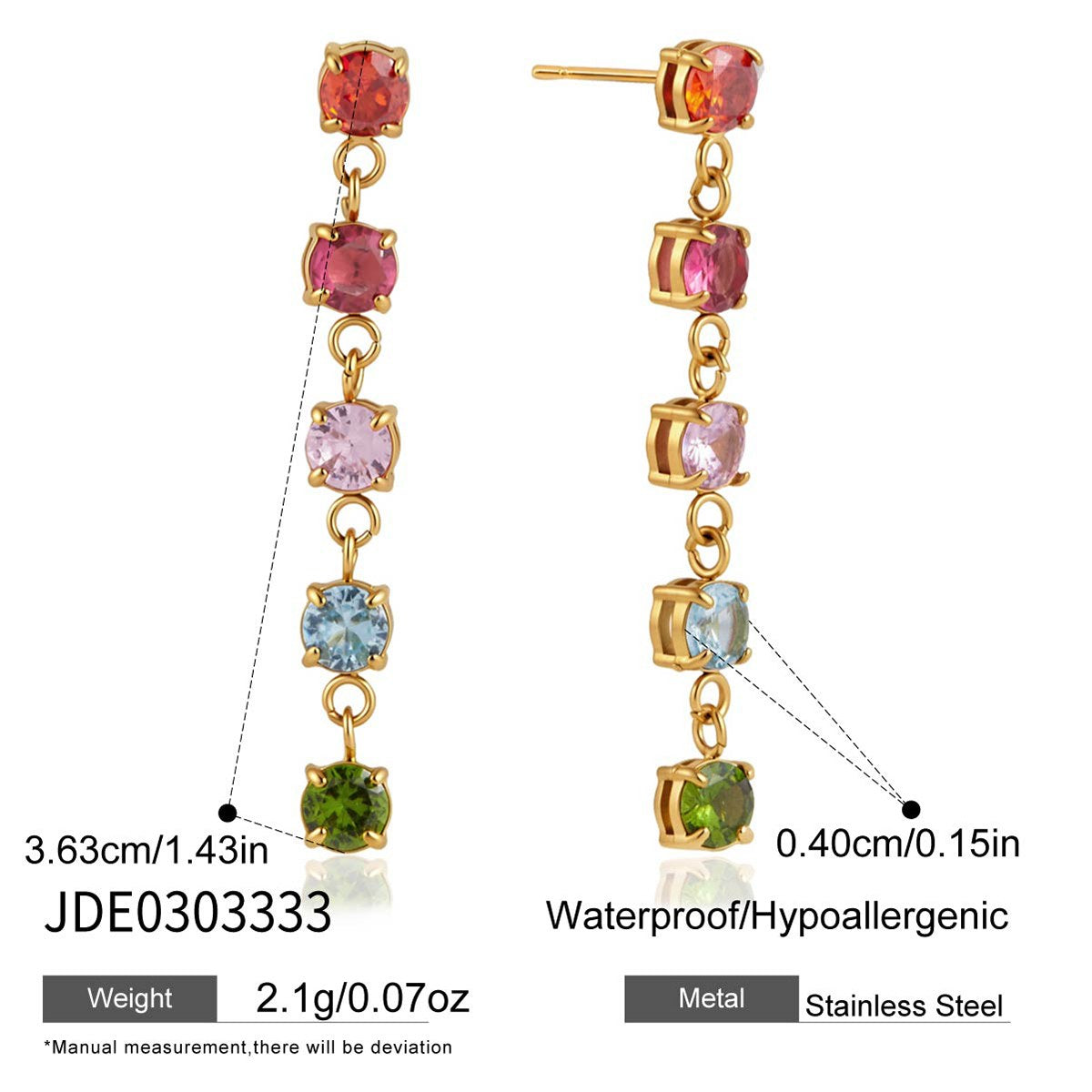 Aura Rainbow Line Drop Earrings