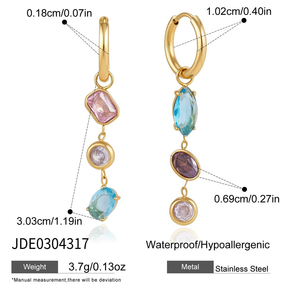 Muse Mismatched Gem Hoops