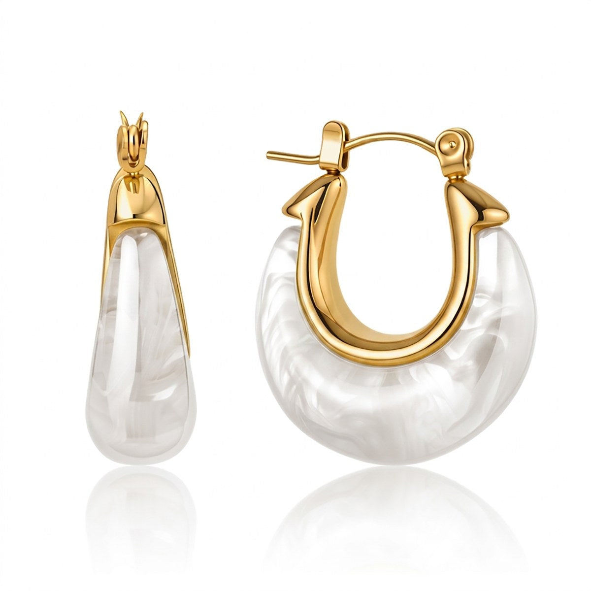 Muse Pearl White Resin Hoops
