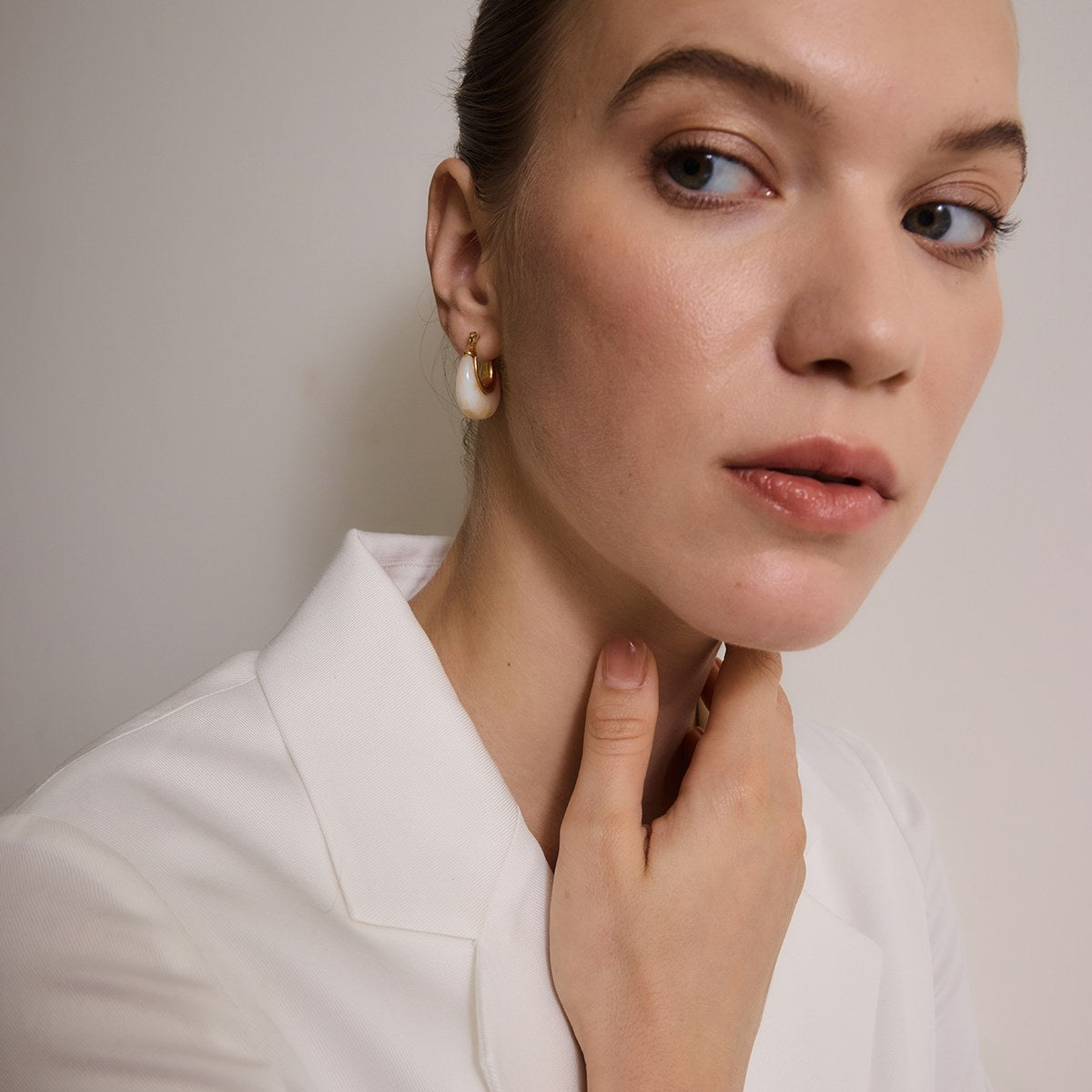 Muse Pearl White Resin Hoops