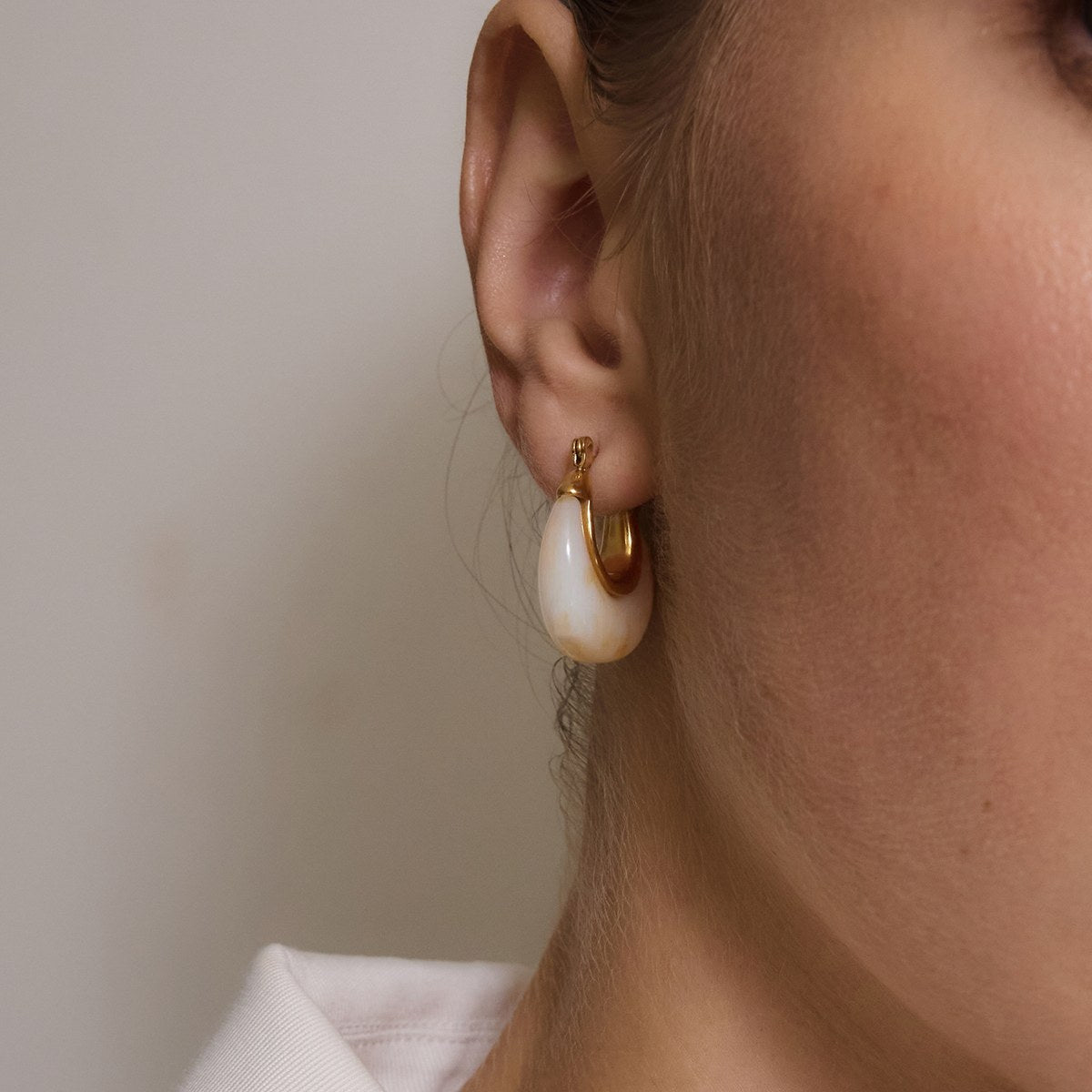 Muse Pearl White Resin Hoops