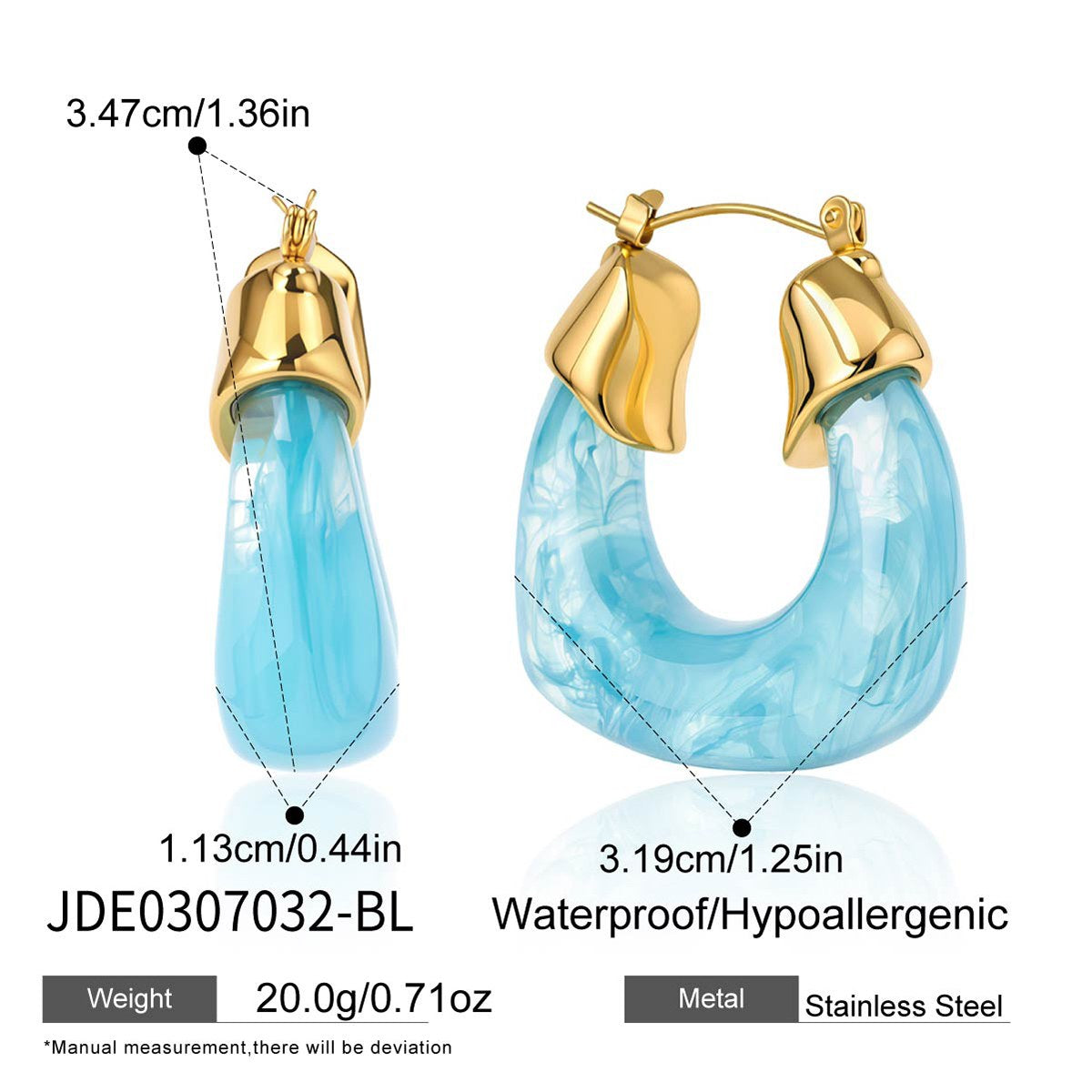 Glowing Blue Tulip Resin Hoops