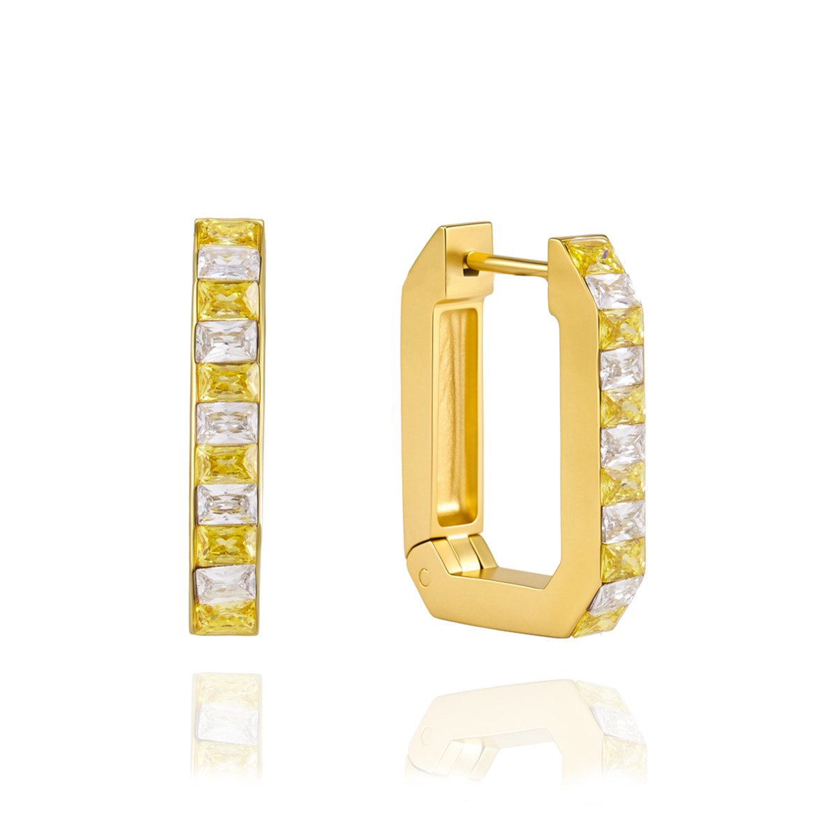 Golden Yellow Baguette Hoops