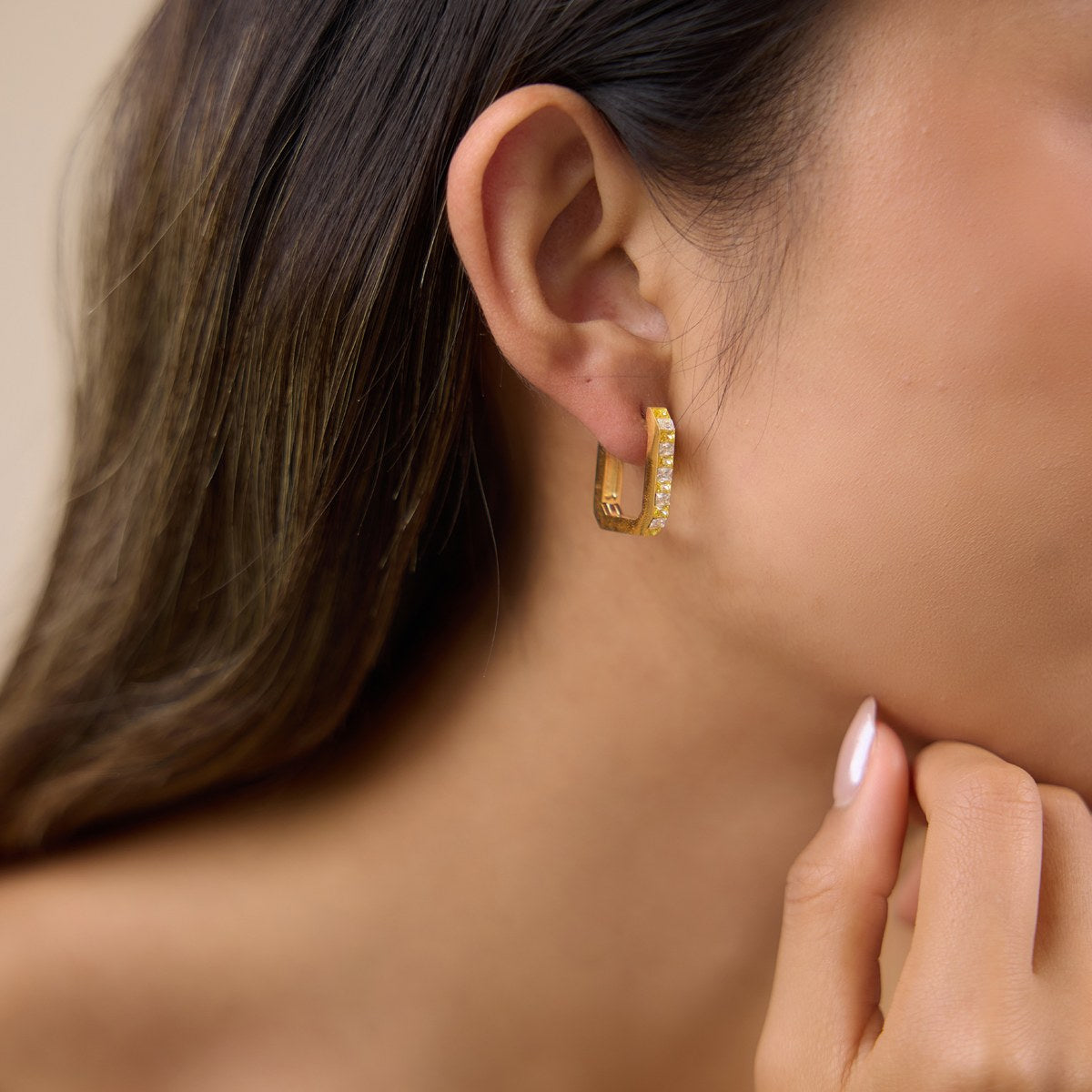 Golden Yellow Baguette Hoops