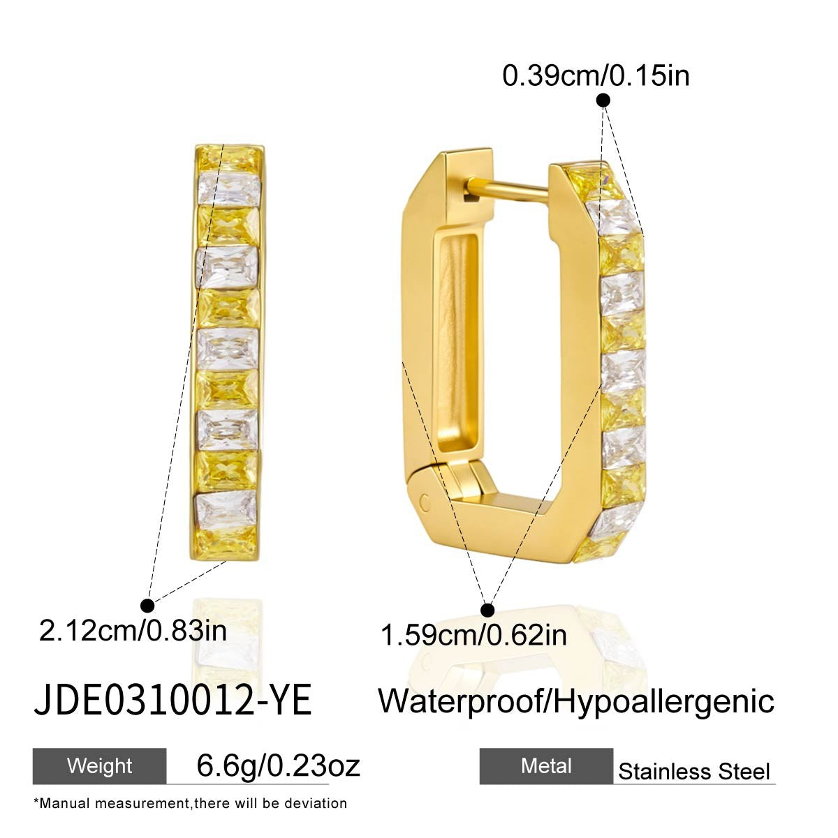 Golden Yellow Baguette Hoops
