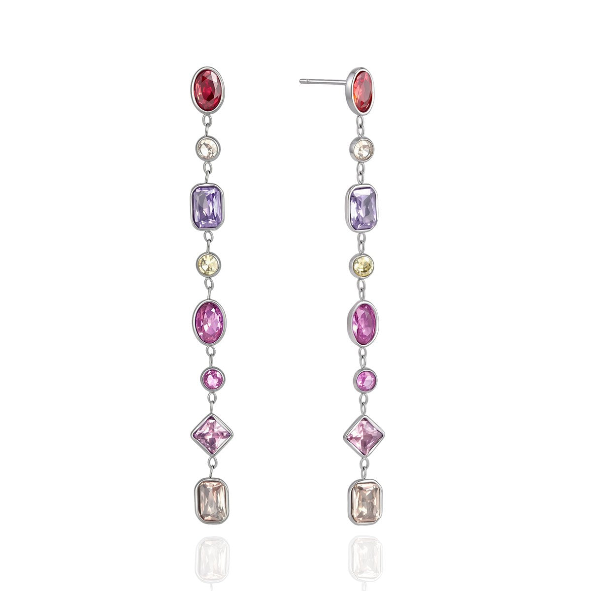 Aura Gem Line Drop Earrings · Silver