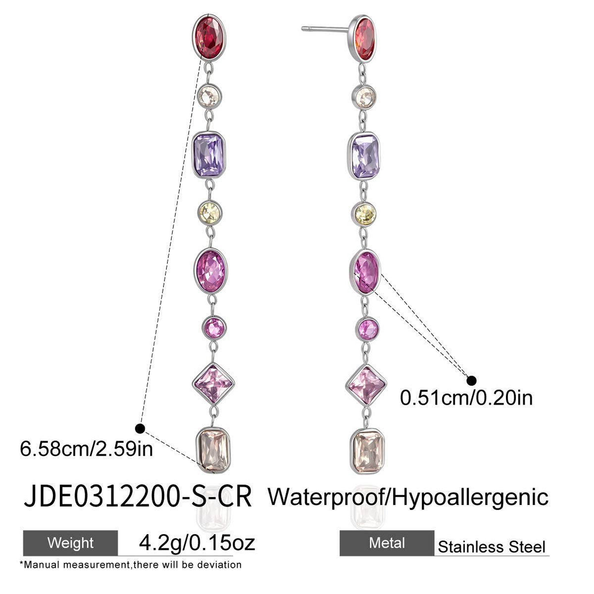 Aura Gem Line Drop Earrings · Silver