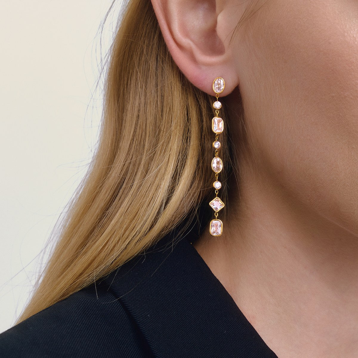 Elevated Crystal Line Drop Earrings