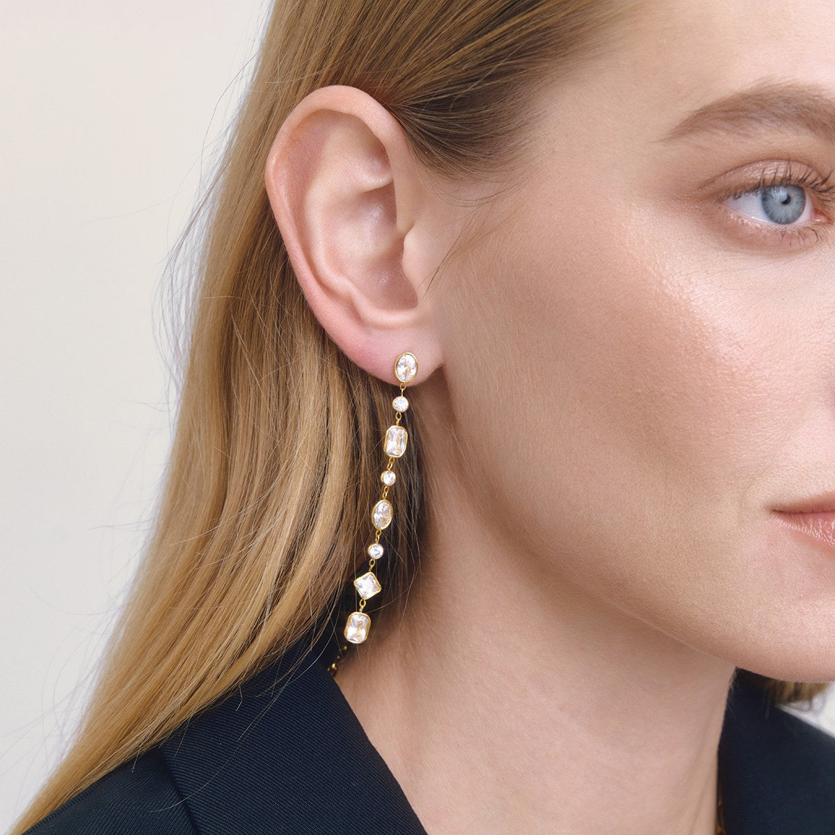 Elevated Crystal Line Drop Earrings