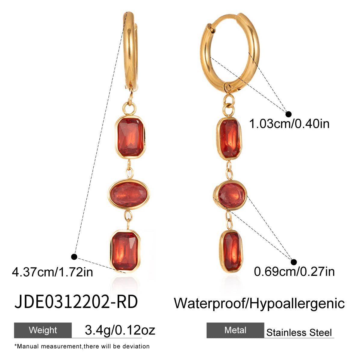 Chosen Ruby Trio Drop Hoops
