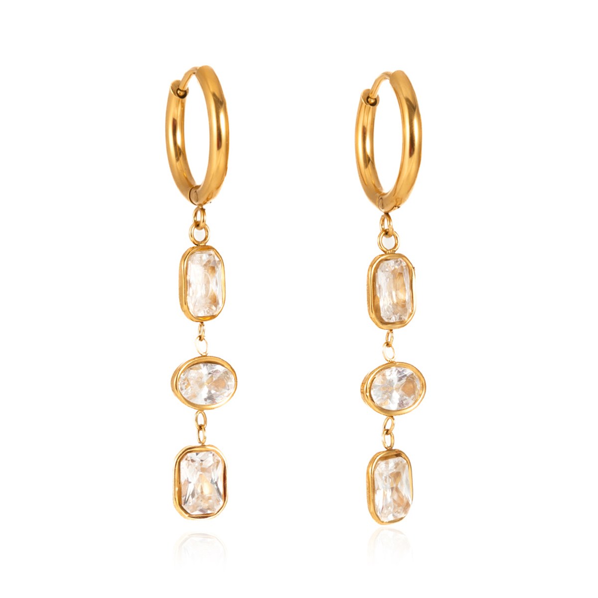 Elevated Crystal Trio Drop Hoops