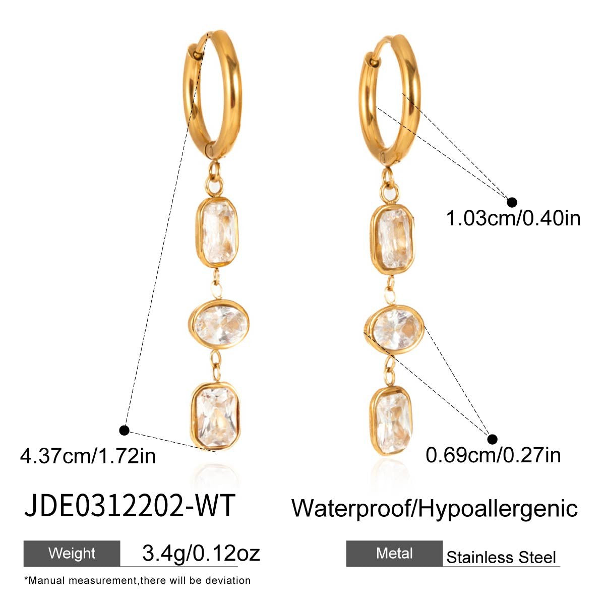 Elevated Crystal Trio Drop Hoops