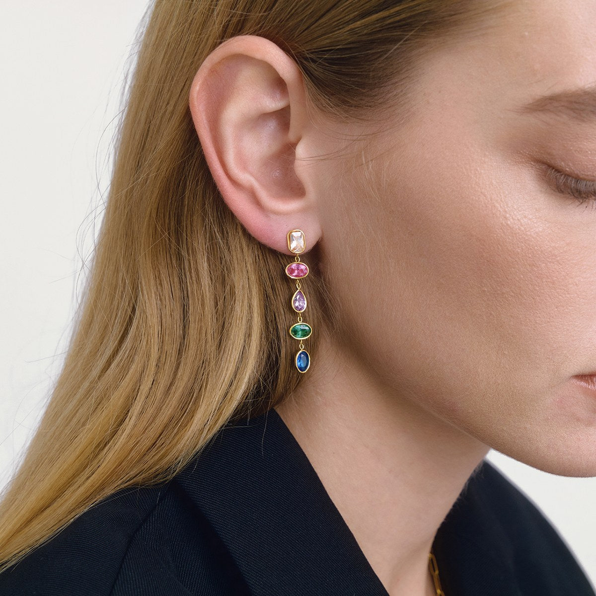 Rare Rainbow Gem Cascade Earrings