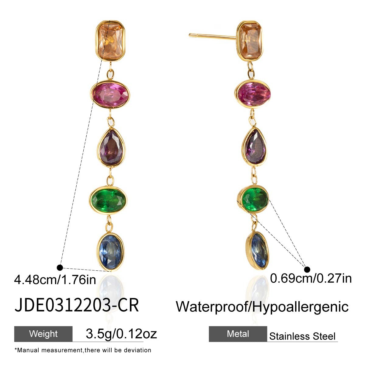 Rare Rainbow Gem Cascade Earrings