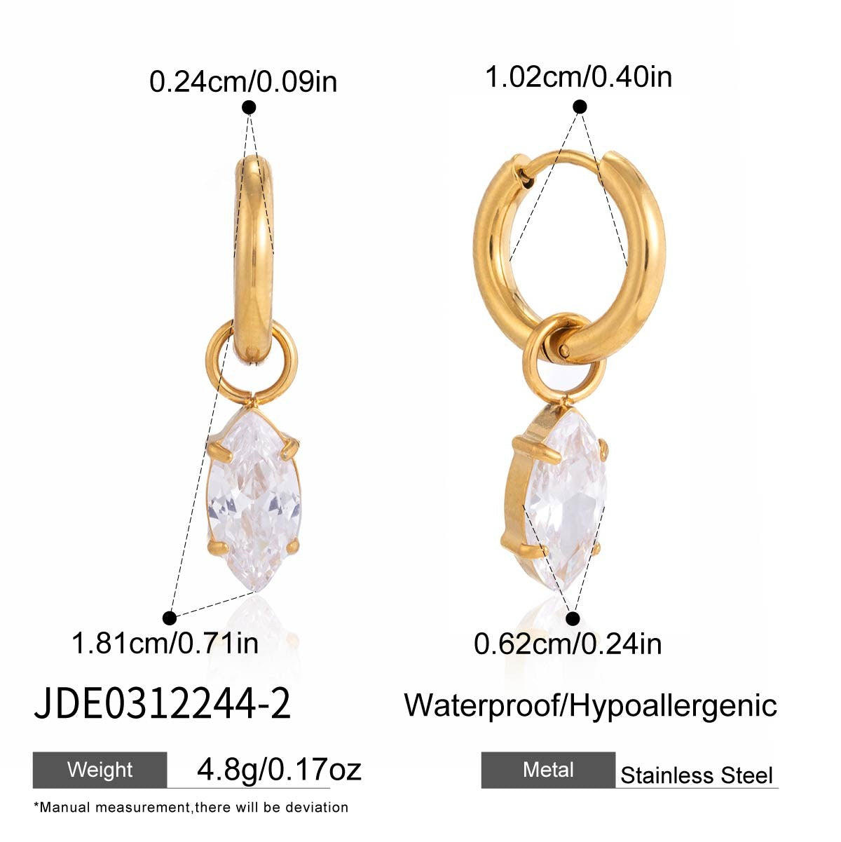 Elevated Marquise Drop Hoops