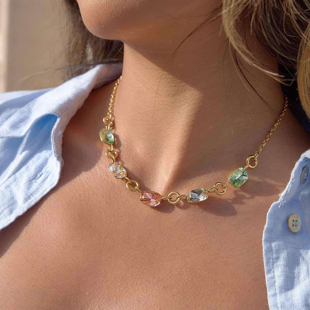 Rare Pastel Gem Link Necklace