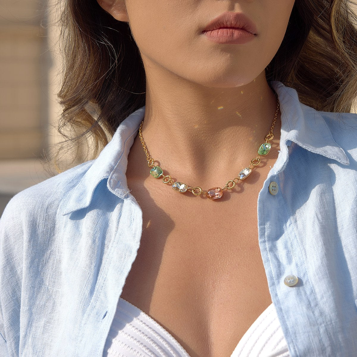 Rare Pastel Gem Link Necklace