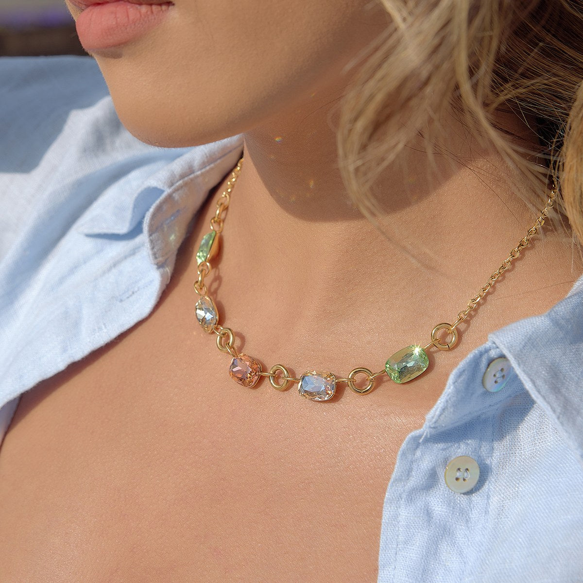 Rare Pastel Gem Link Necklace
