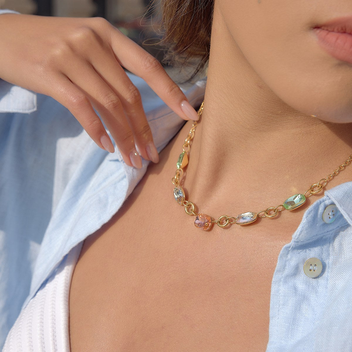 Rare Pastel Gem Link Necklace