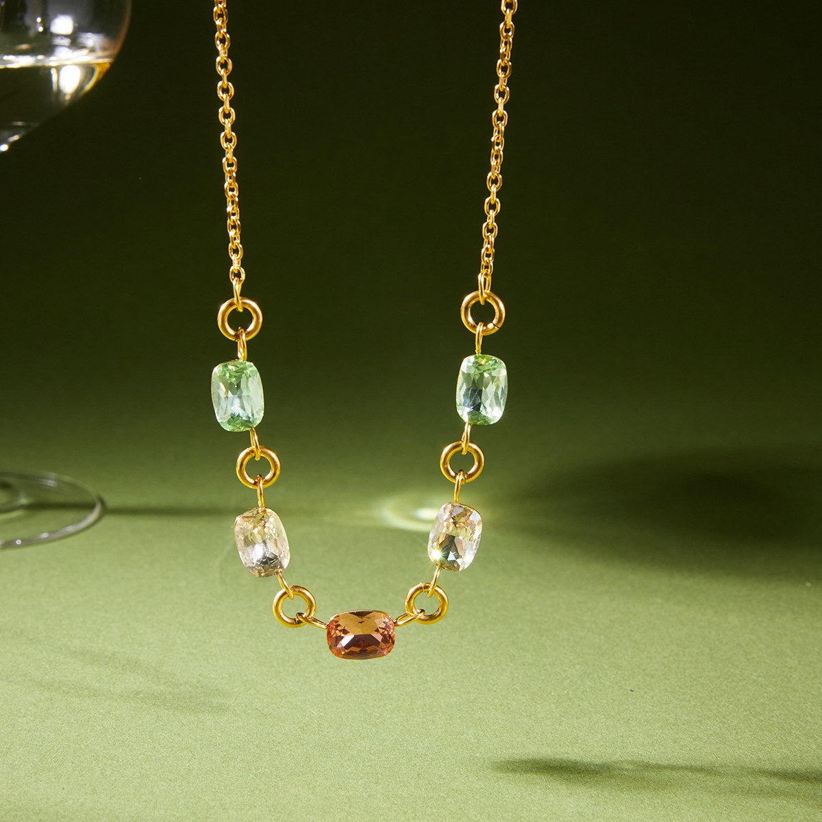 Rare Pastel Gem Link Necklace