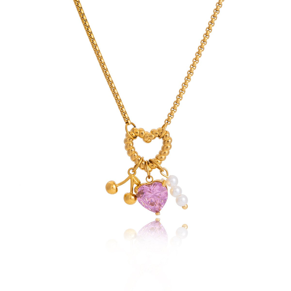 Chosen Heart Charm Cluster Necklace