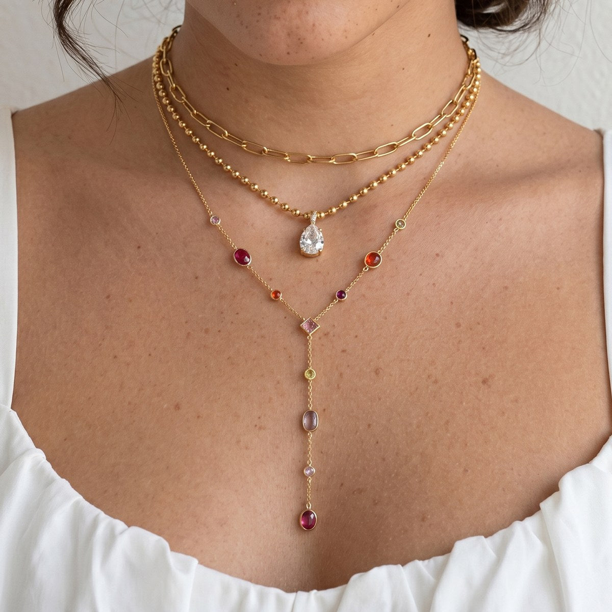 Pretty Rainbow Y Necklace