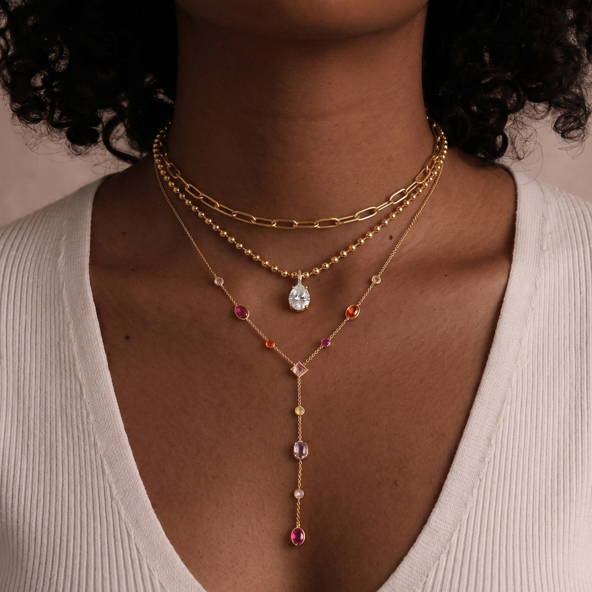 Pretty Rainbow Y Necklace