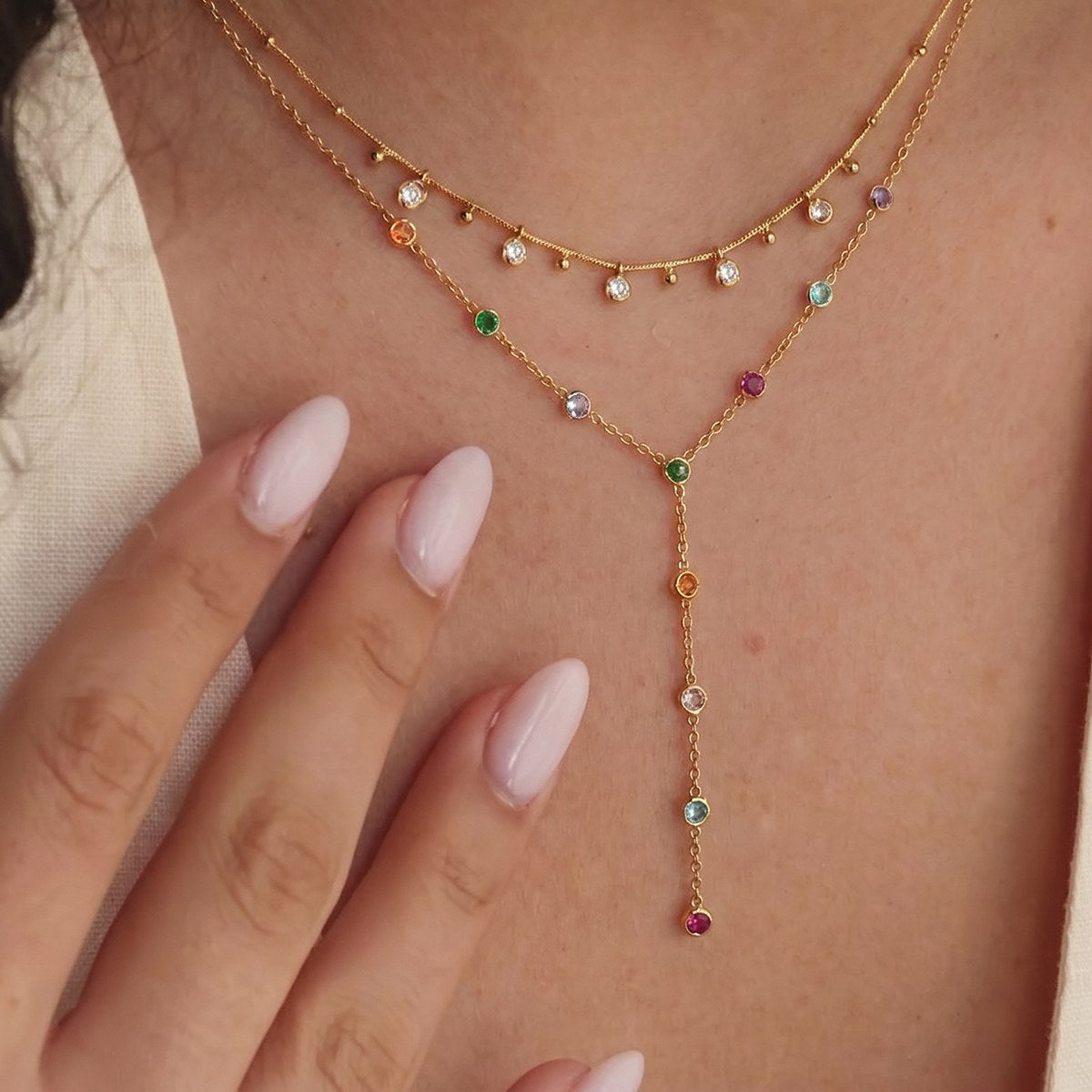 Aura Confetti Y Necklace