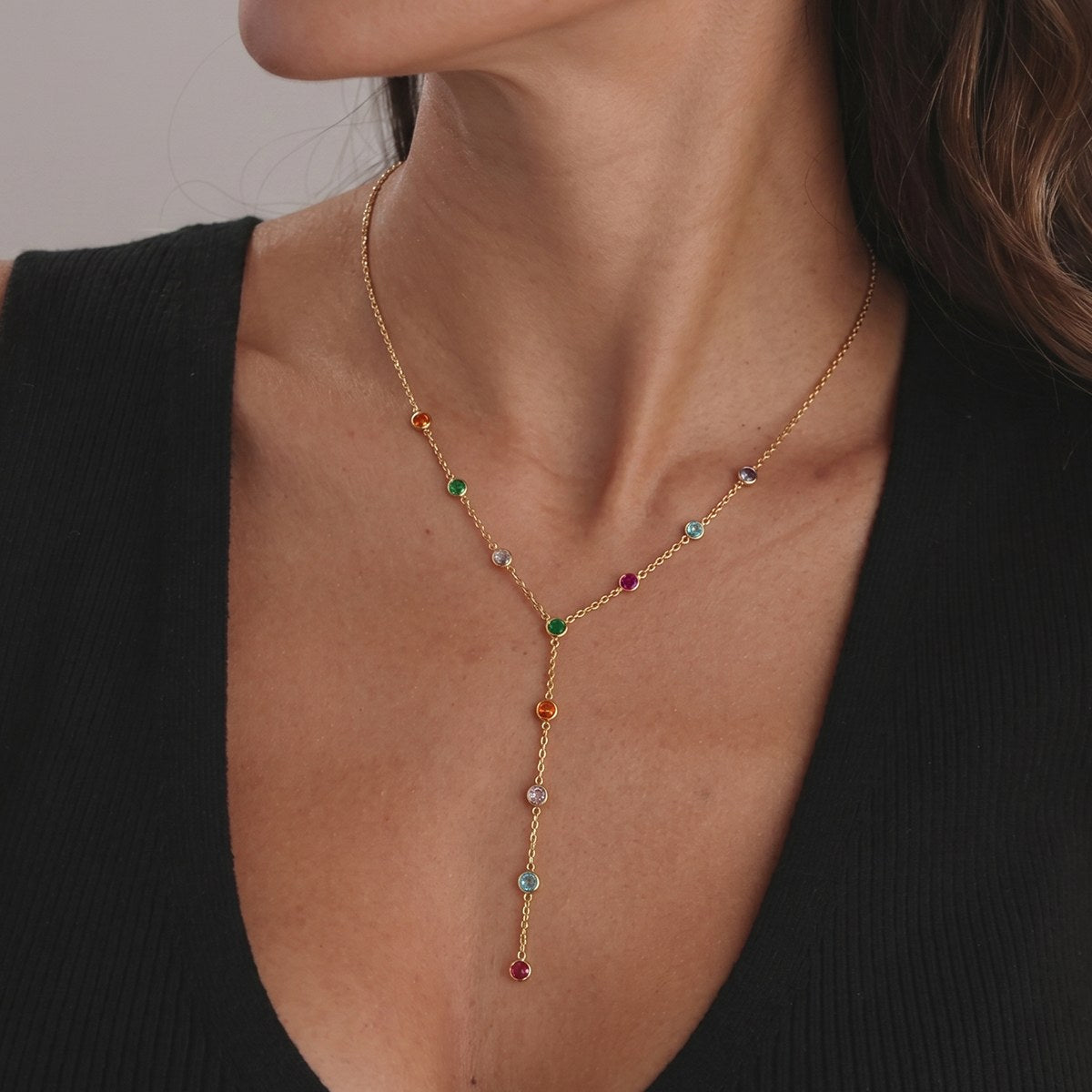 Aura Confetti Y Necklace