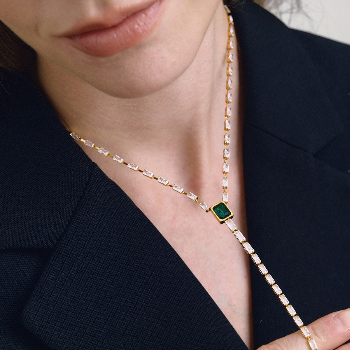Iconic Crystal Y Lariat Necklace