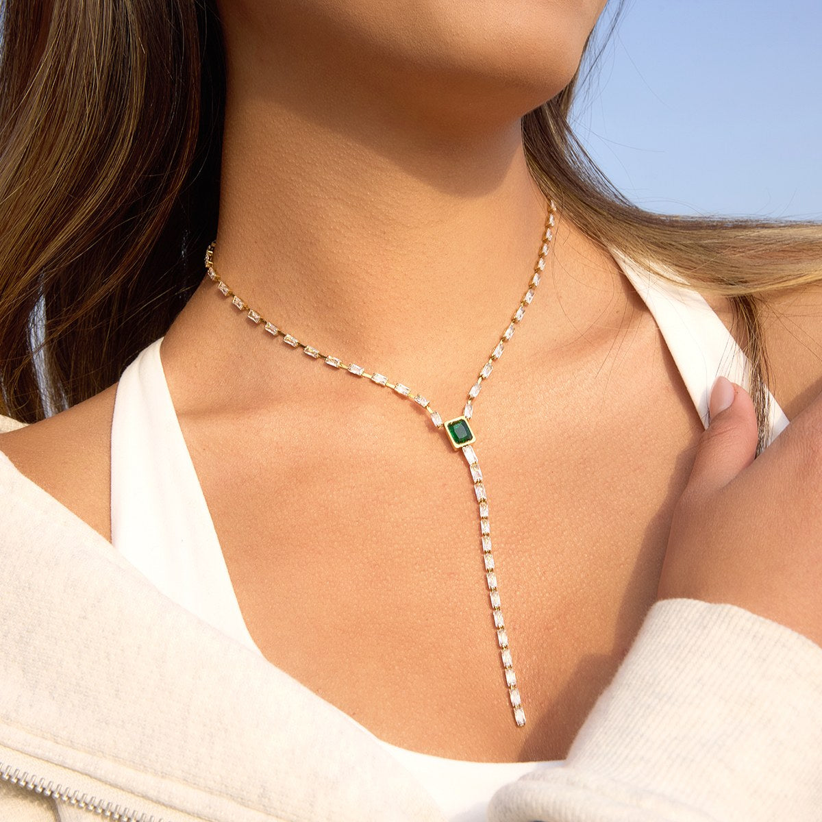 Iconic Crystal Y Lariat Necklace
