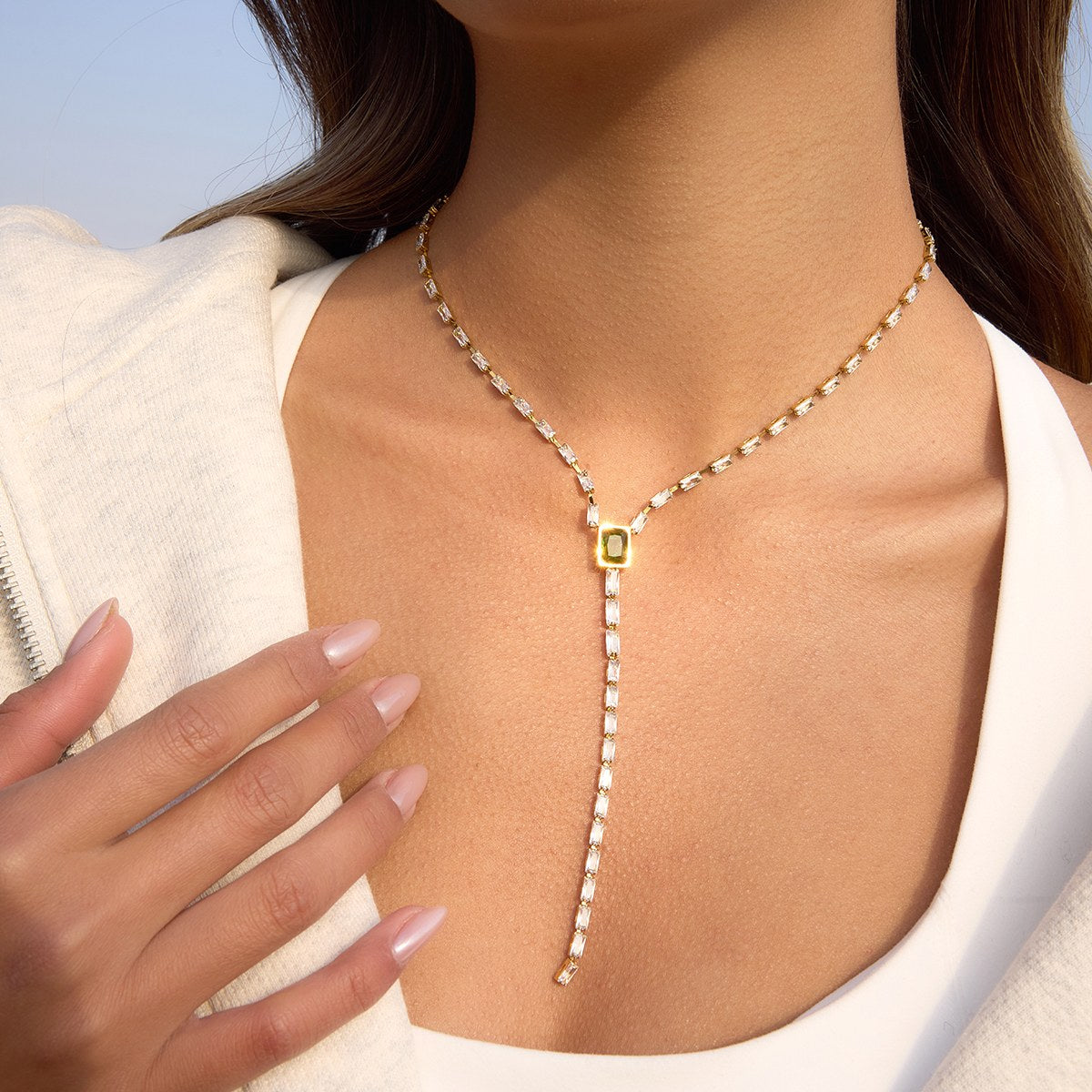 Iconic Crystal Y Lariat Necklace