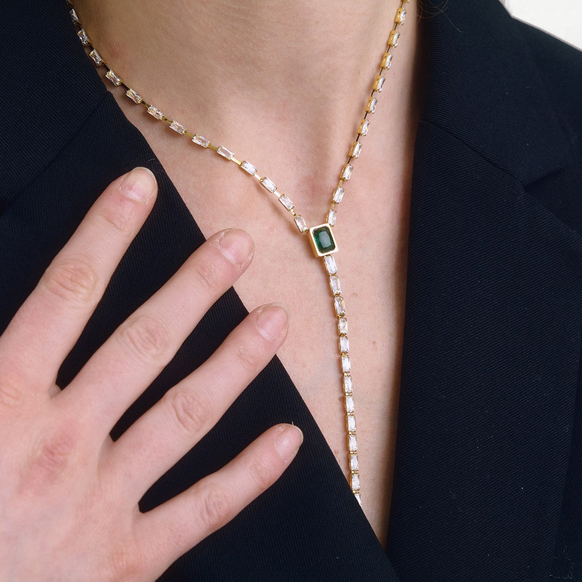 Iconic Crystal Y Lariat Necklace