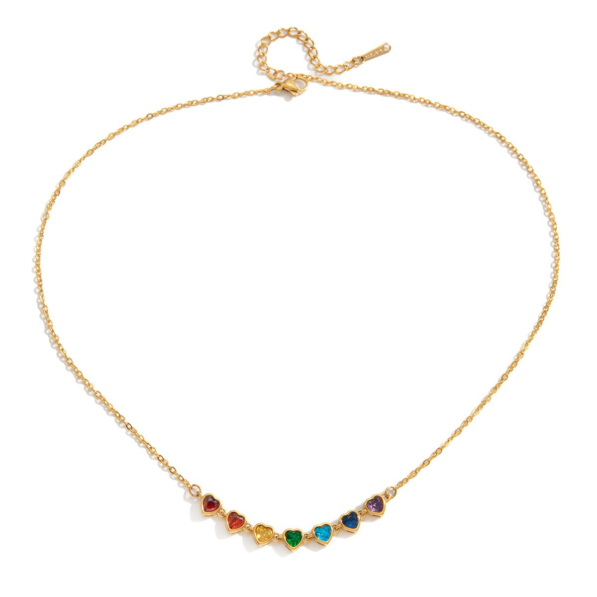 Chosen Rainbow Heart Row Necklace