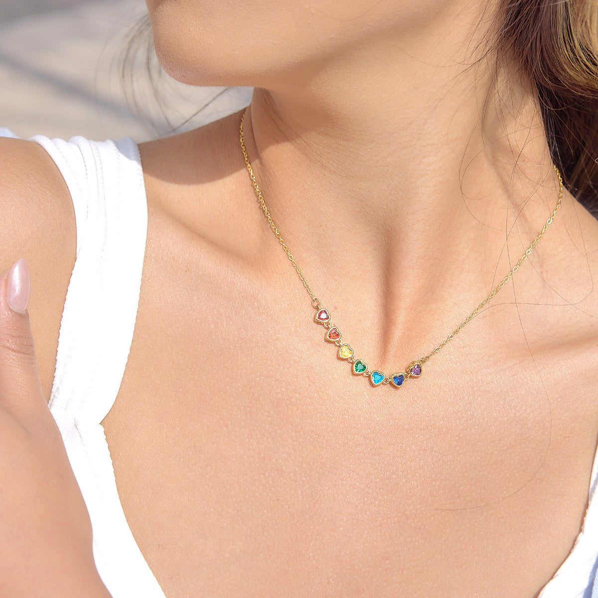Chosen Rainbow Heart Row Necklace