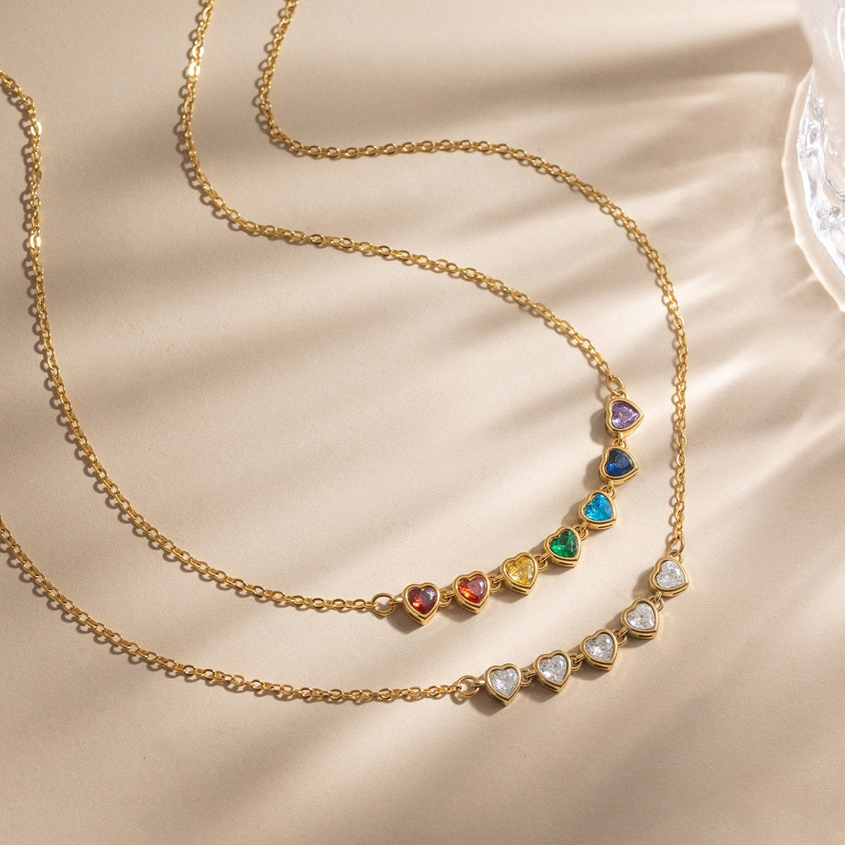Chosen Rainbow Heart Row Necklace