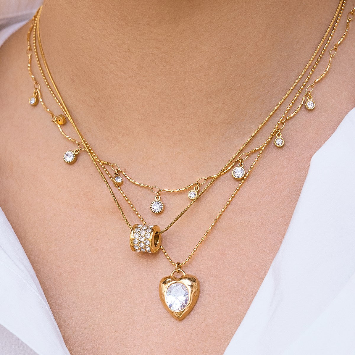 Glowing Crystal Drop Fringe Necklace