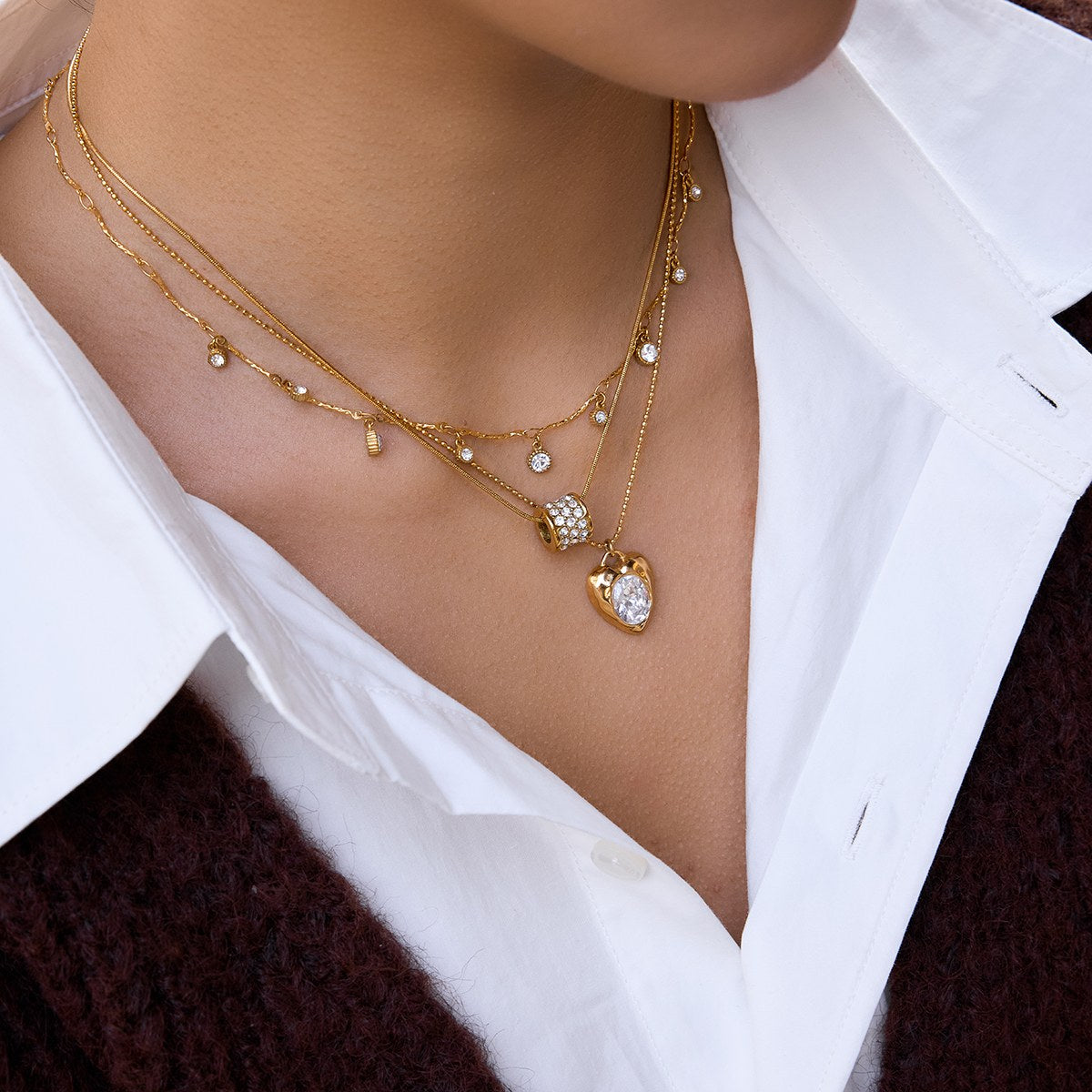 Glowing Crystal Drop Fringe Necklace
