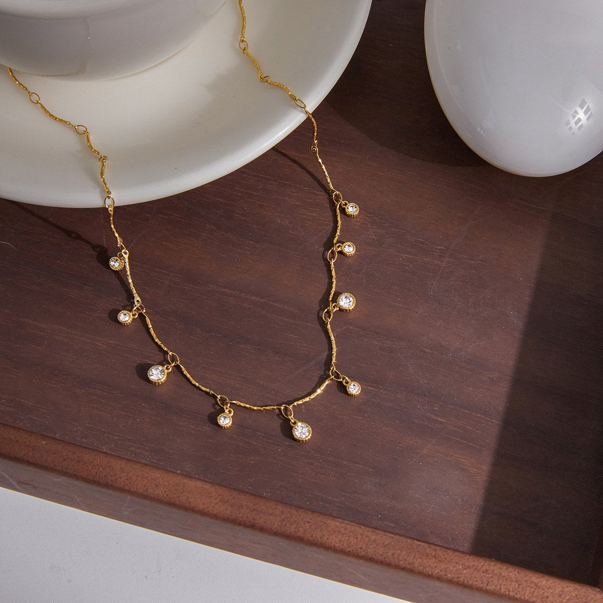 Glowing Crystal Drop Fringe Necklace