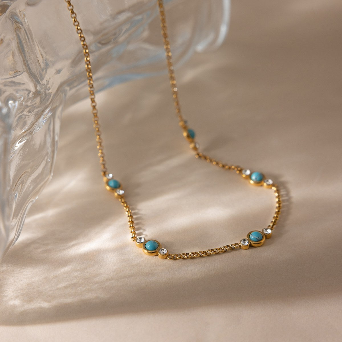 Glowing Turquoise Dot Necklace