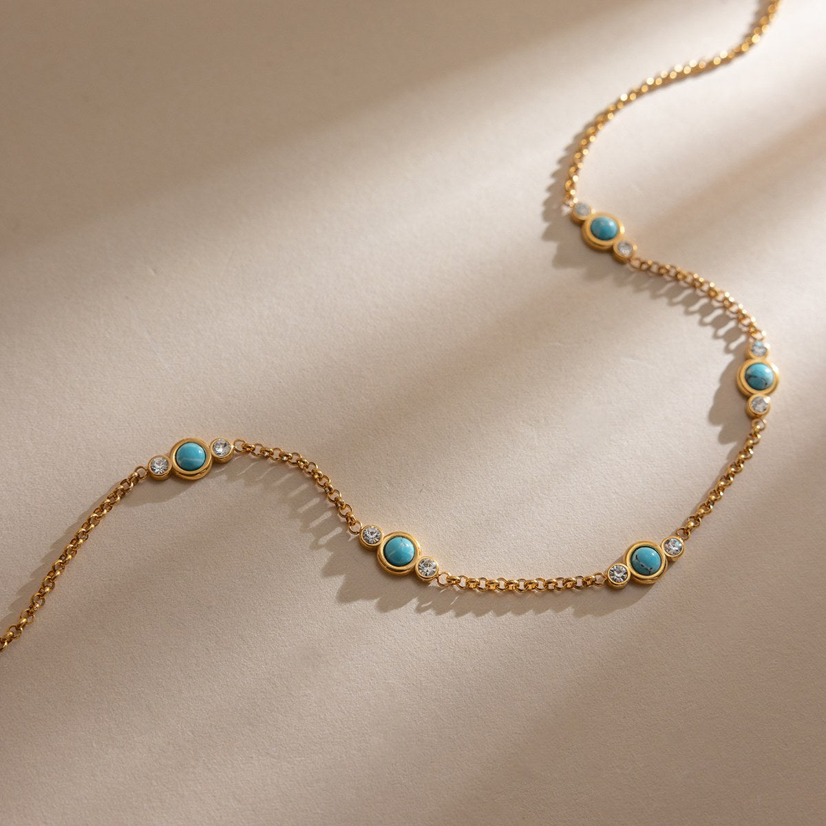 Glowing Turquoise Dot Necklace