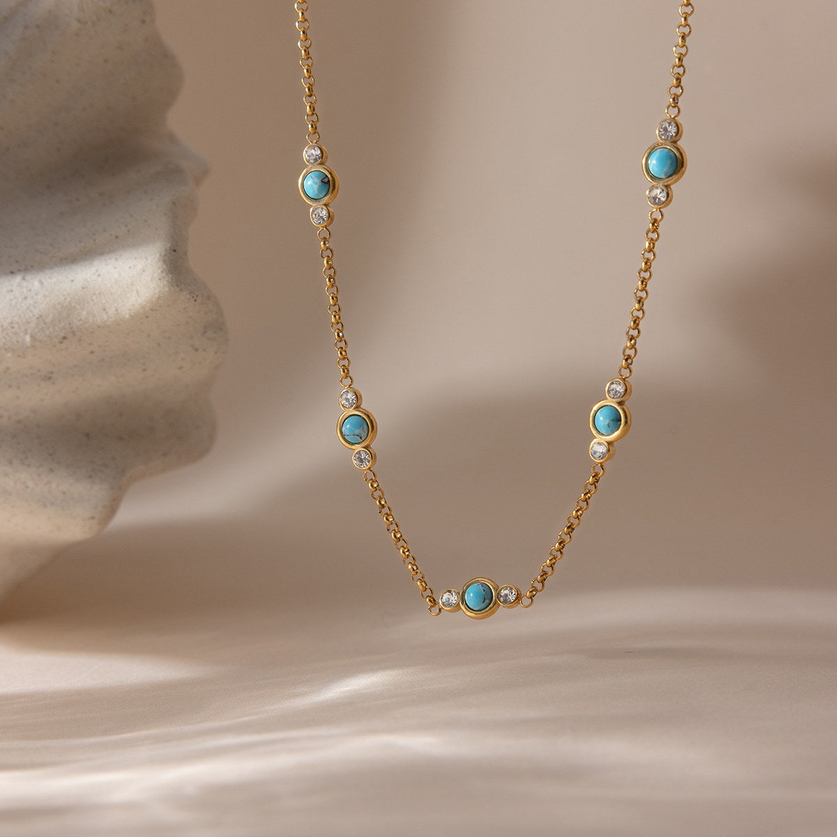 Glowing Turquoise Dot Necklace
