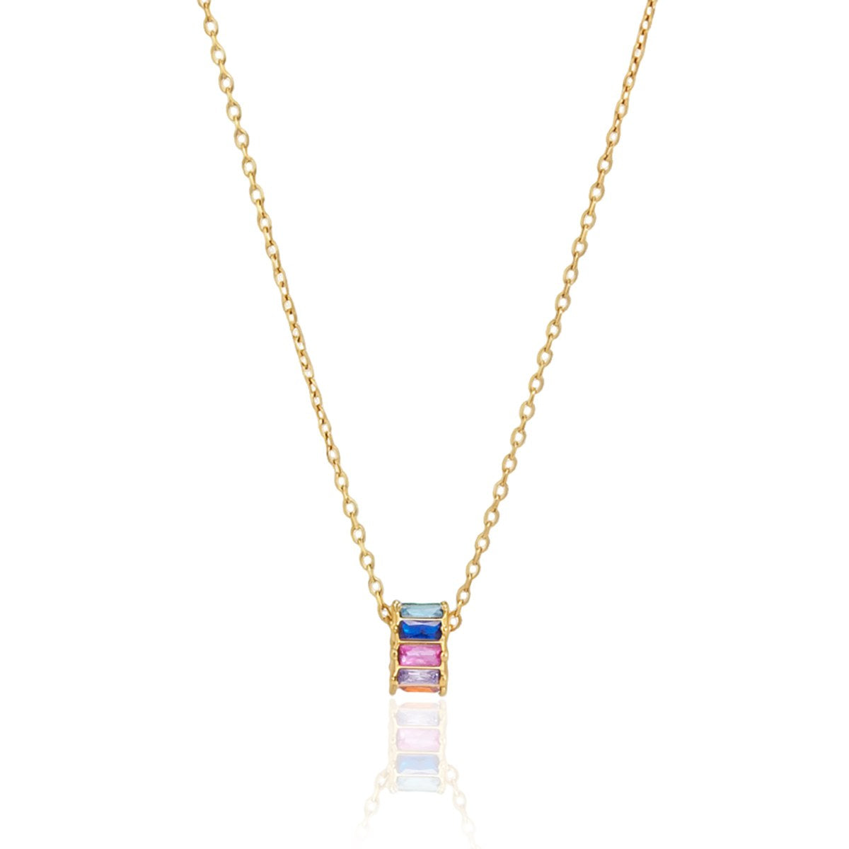 Aura Rainbow Barrel Pendant Necklace